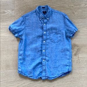 J. Crew Blue Short Sleeve Linen Button Down